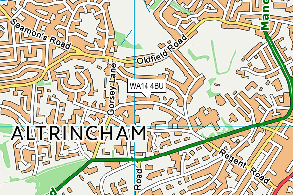 WA14 4BU map - OS VectorMap District (Ordnance Survey) WA14 4BU map - OS VectorMap District (Ordnance Survey)