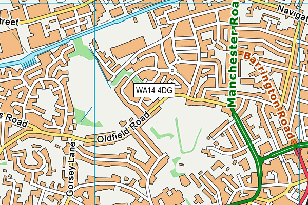 WA14 4DG map - OS VectorMap District (Ordnance Survey) WA14 4DG map - OS VectorMap District (Ordnance Survey)