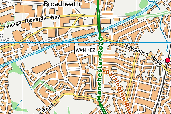 WA14 4EZ map - OS VectorMap District (Ordnance Survey) WA14 4EZ map - OS VectorMap District (Ordnance Survey)