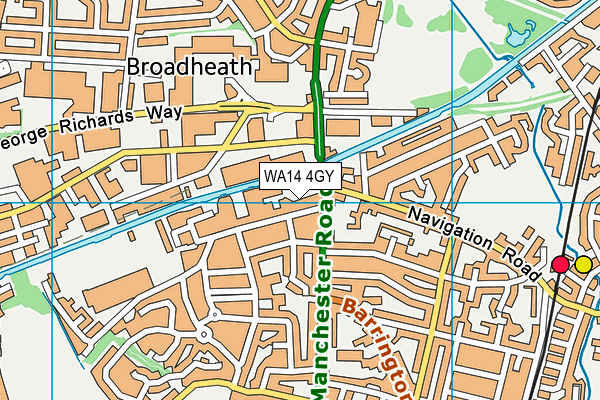 WA14 4GY map - OS VectorMap District (Ordnance Survey) WA14 4GY map - OS VectorMap District (Ordnance Survey)