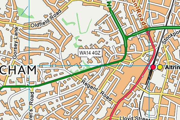 WA14 4GZ map - OS VectorMap District (Ordnance Survey) WA14 4GZ map - OS VectorMap District (Ordnance Survey)