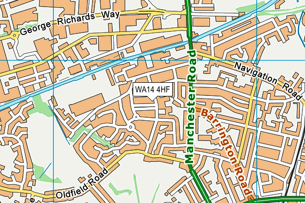 WA14 4HF map - OS VectorMap District (Ordnance Survey) WA14 4HF map - OS VectorMap District (Ordnance Survey)