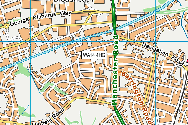 WA14 4HG map - OS VectorMap District (Ordnance Survey)