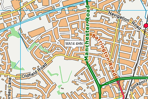 WA14 4HN map - OS VectorMap District (Ordnance Survey) WA14 4HN map - OS VectorMap District (Ordnance Survey)