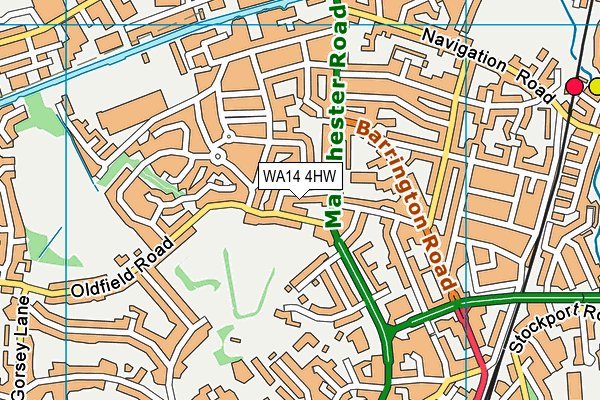 WA14 4HW map - OS VectorMap District (Ordnance Survey)