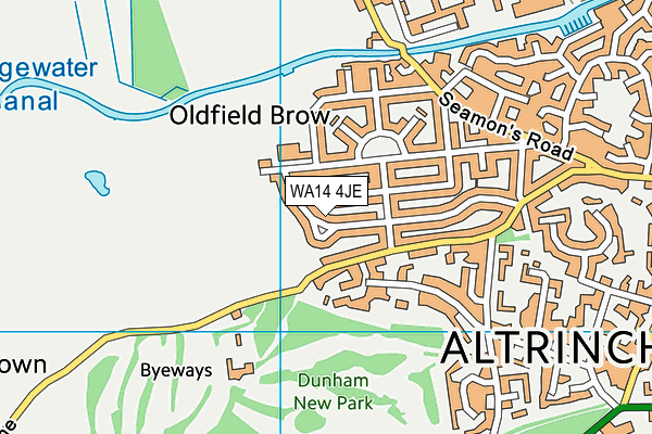 WA14 4JE map - OS VectorMap District (Ordnance Survey)