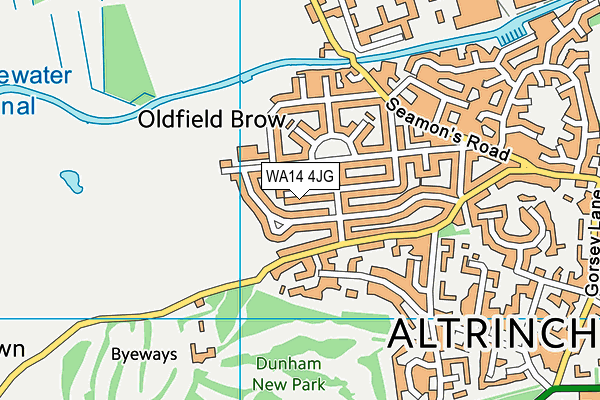 WA14 4JG map - OS VectorMap District (Ordnance Survey)