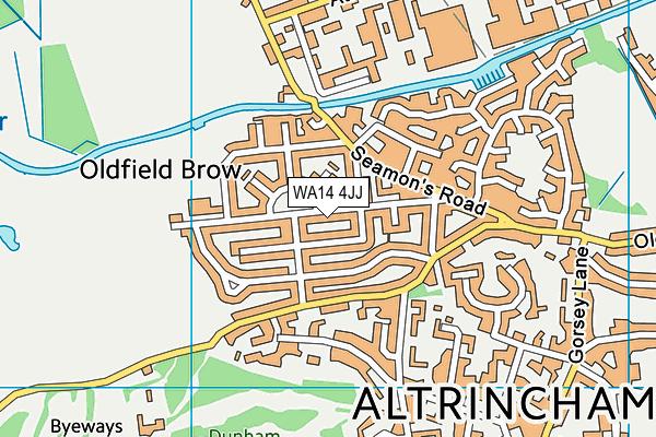 WA14 4JJ map - OS VectorMap District (Ordnance Survey)