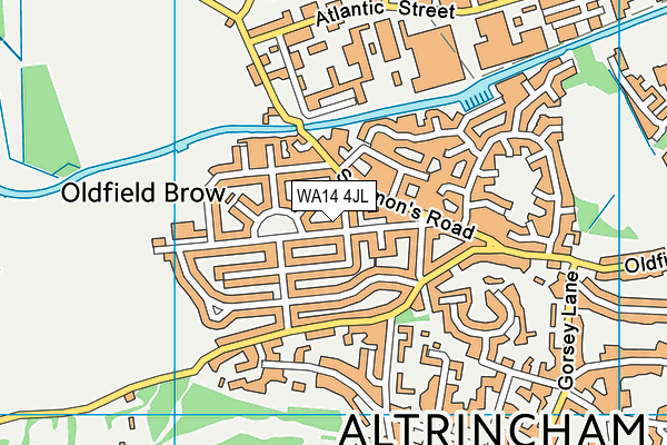 WA14 4JL map - OS VectorMap District (Ordnance Survey) WA14 4JL map - OS VectorMap District (Ordnance Survey)