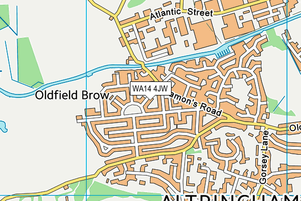 WA14 4JW map - OS VectorMap District (Ordnance Survey) WA14 4JW map - OS VectorMap District (Ordnance Survey)