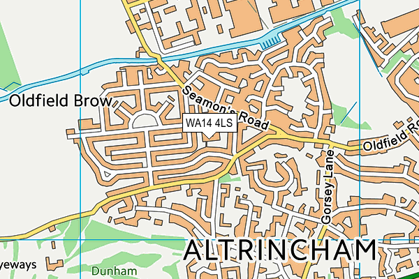 WA14 4LS map - OS VectorMap District (Ordnance Survey) WA14 4LS map - OS VectorMap District (Ordnance Survey)