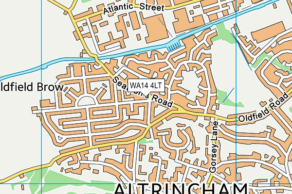WA14 4LT map - OS VectorMap District (Ordnance Survey) WA14 4LT map - OS VectorMap District (Ordnance Survey)