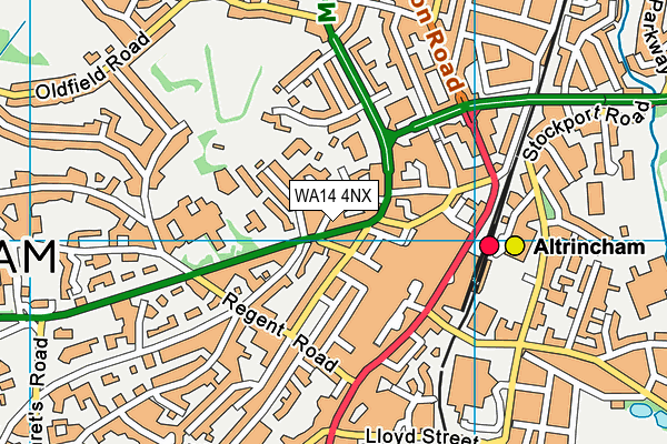 WA14 4NX map - OS VectorMap District (Ordnance Survey) WA14 4NX map - OS VectorMap District (Ordnance Survey)