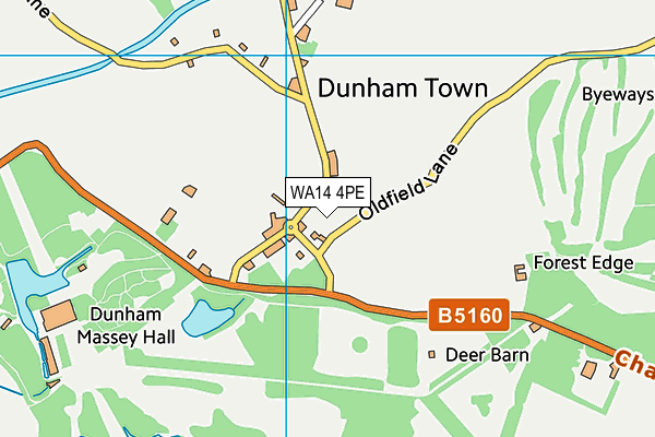 WA14 4PE map - OS VectorMap District (Ordnance Survey) WA14 4PE map - OS VectorMap District (Ordnance Survey)