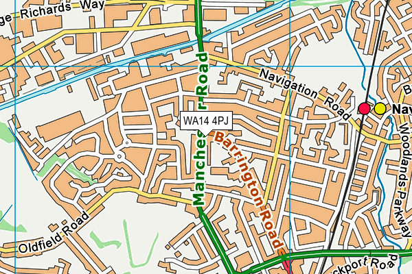 WA14 4PJ map - OS VectorMap District (Ordnance Survey) WA14 4PJ map - OS VectorMap District (Ordnance Survey)