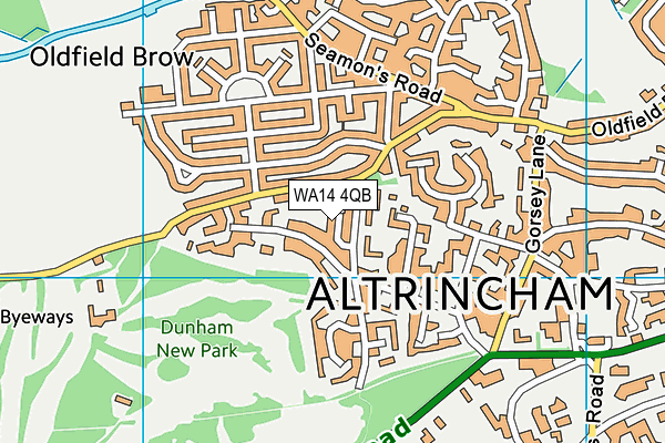 WA14 4QB map - OS VectorMap District (Ordnance Survey)