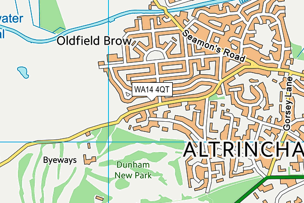WA14 4QT map - OS VectorMap District (Ordnance Survey)