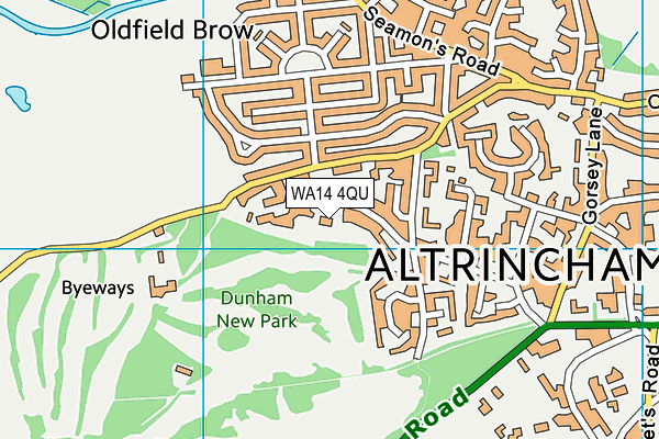 WA14 4QU map - OS VectorMap District (Ordnance Survey)