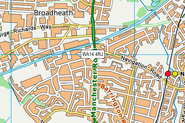 WA14 4RJ map - OS VectorMap District (Ordnance Survey) WA14 4RJ map - OS VectorMap District (Ordnance Survey)