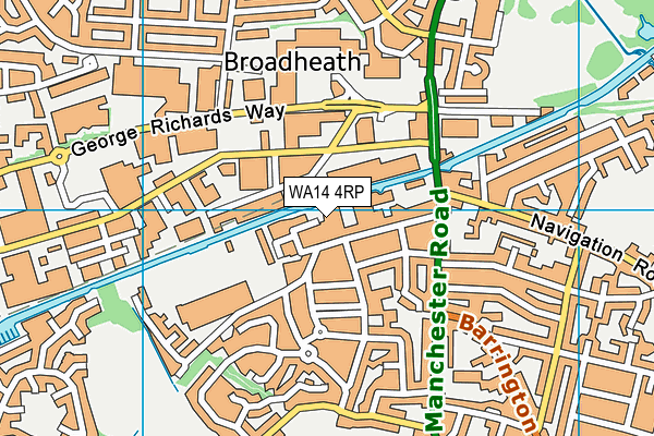 WA14 4RP map - OS VectorMap District (Ordnance Survey)