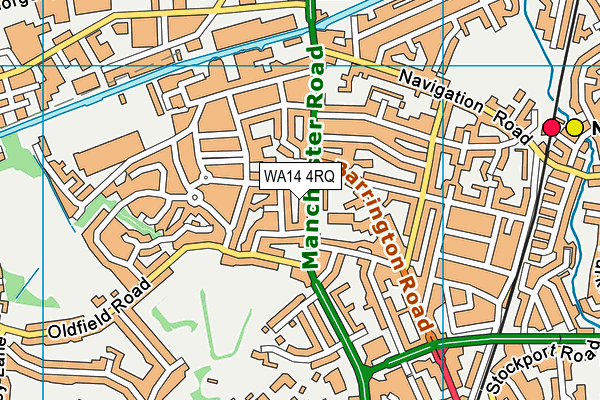 WA14 4RQ map - OS VectorMap District (Ordnance Survey)