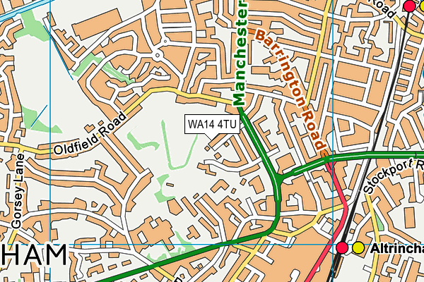 WA14 4TU map - OS VectorMap District (Ordnance Survey) WA14 4TU map - OS VectorMap District (Ordnance Survey)