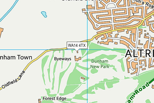 WA14 4TX map - OS VectorMap District (Ordnance Survey) WA14 4TX map - OS VectorMap District (Ordnance Survey)