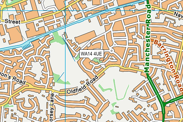 WA14 4UE map - OS VectorMap District (Ordnance Survey) WA14 4UE map - OS VectorMap District (Ordnance Survey)
