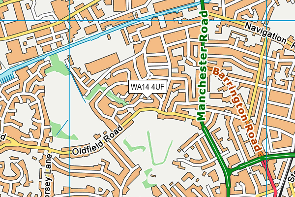 WA14 4UF map - OS VectorMap District (Ordnance Survey) WA14 4UF map - OS VectorMap District (Ordnance Survey)