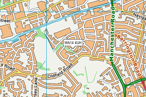 WA14 4UH map - OS VectorMap District (Ordnance Survey) WA14 4UH map - OS VectorMap District (Ordnance Survey)
