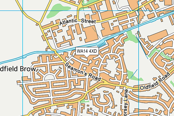 WA14 4XD map - OS VectorMap District (Ordnance Survey) WA14 4XD map - OS VectorMap District (Ordnance Survey)