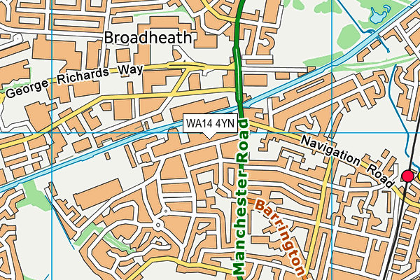 WA14 4YN map - OS VectorMap District (Ordnance Survey) WA14 4YN map - OS VectorMap District (Ordnance Survey)