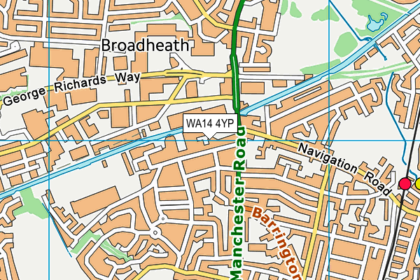 WA14 4YP map - OS VectorMap District (Ordnance Survey) WA14 4YP map - OS VectorMap District (Ordnance Survey)