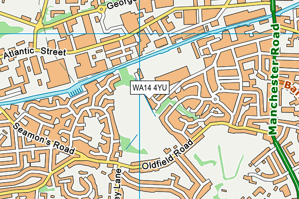WA14 4YU map - OS VectorMap District (Ordnance Survey) WA14 4YU map - OS VectorMap District (Ordnance Survey)