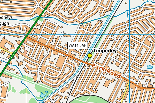 WA14 5AF map - OS VectorMap District (Ordnance Survey)