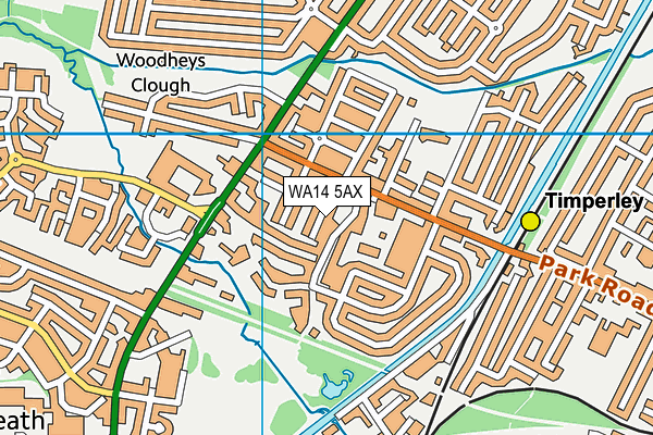 WA14 5AX map - OS VectorMap District (Ordnance Survey) WA14 5AX map - OS VectorMap District (Ordnance Survey)