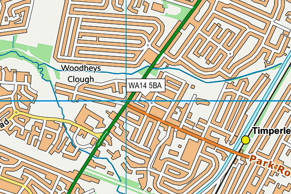 WA14 5BA map - OS VectorMap District (Ordnance Survey) WA14 5BA map - OS VectorMap District (Ordnance Survey)