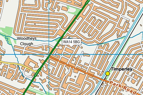 WA14 5BG map - OS VectorMap District (Ordnance Survey)