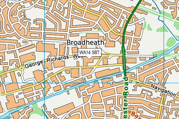 WA14 5BT map - OS VectorMap District (Ordnance Survey) WA14 5BT map - OS VectorMap District (Ordnance Survey)