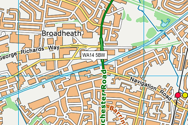 WA14 5BW map - OS VectorMap District (Ordnance Survey) WA14 5BW map - OS VectorMap District (Ordnance Survey)
