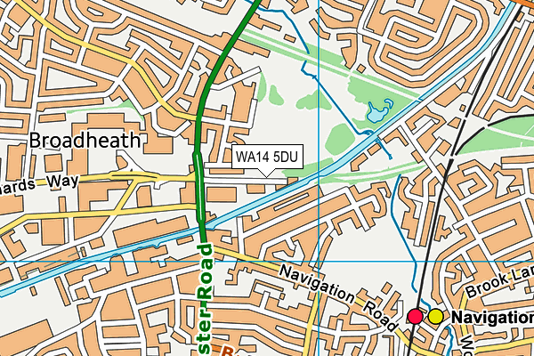 WA14 5DU map - OS VectorMap District (Ordnance Survey) WA14 5DU map - OS VectorMap District (Ordnance Survey)