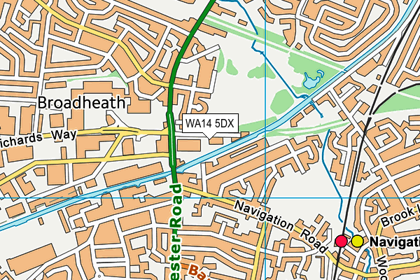 WA14 5DX map - OS VectorMap District (Ordnance Survey) WA14 5DX map - OS VectorMap District (Ordnance Survey)
