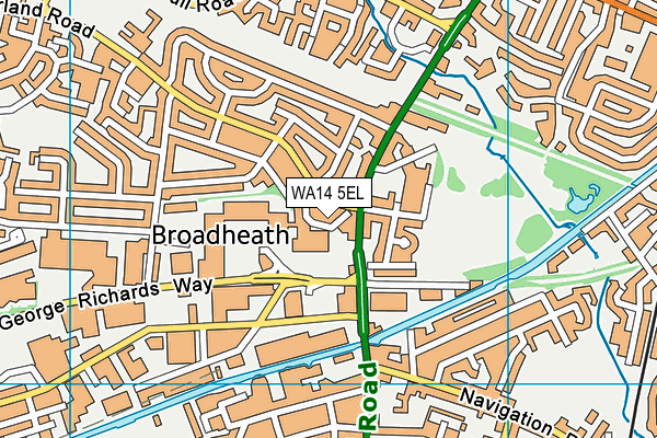 WA14 5EL map - OS VectorMap District (Ordnance Survey) WA14 5EL map - OS VectorMap District (Ordnance Survey)