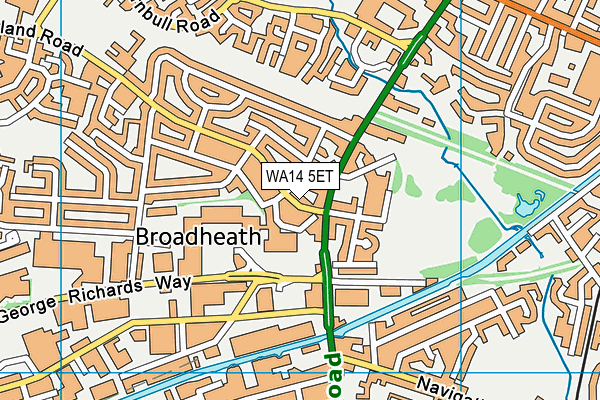 WA14 5ET map - OS VectorMap District (Ordnance Survey) WA14 5ET map - OS VectorMap District (Ordnance Survey)