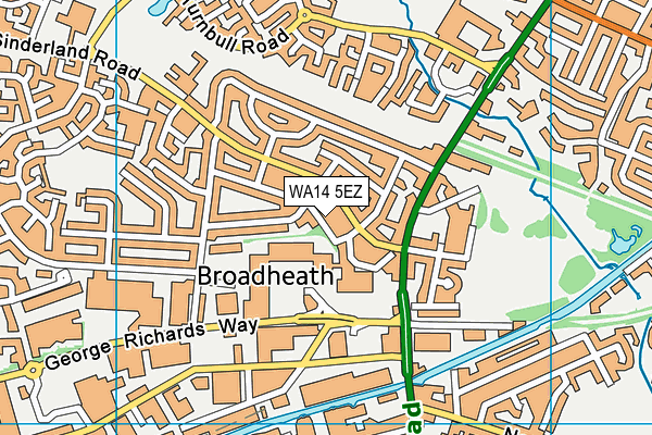 WA14 5EZ map - OS VectorMap District (Ordnance Survey) WA14 5EZ map - OS VectorMap District (Ordnance Survey)