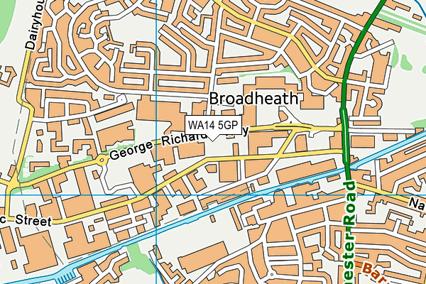 WA14 5GP map - OS VectorMap District (Ordnance Survey) WA14 5GP map - OS VectorMap District (Ordnance Survey)