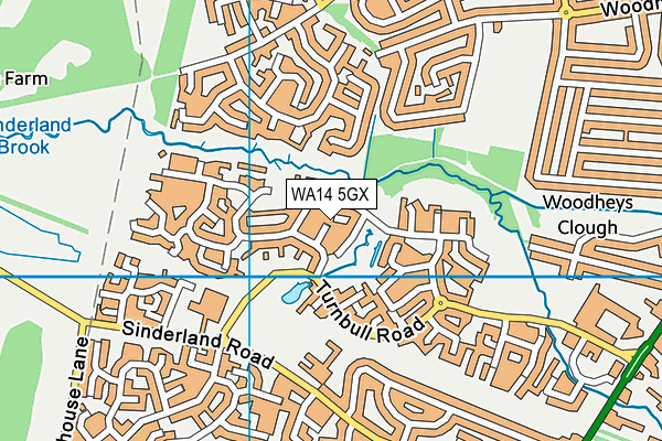 WA14 5GX map - OS VectorMap District (Ordnance Survey) WA14 5GX map - OS VectorMap District (Ordnance Survey)