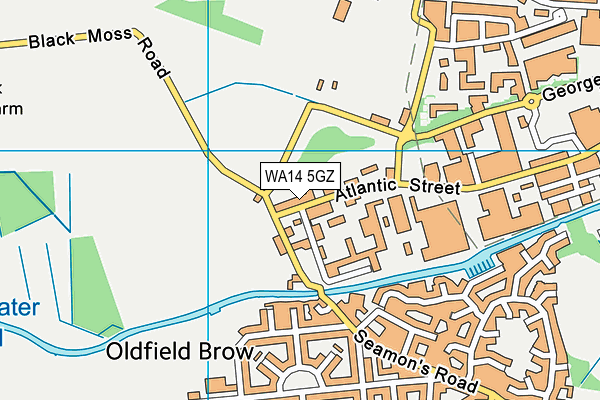 WA14 5GZ map - OS VectorMap District (Ordnance Survey) WA14 5GZ map - OS VectorMap District (Ordnance Survey)