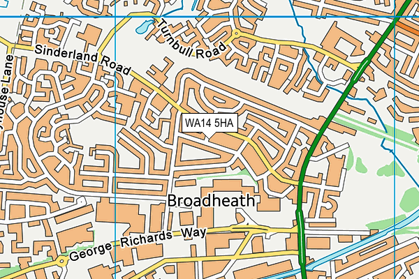 WA14 5HA map - OS VectorMap District (Ordnance Survey)