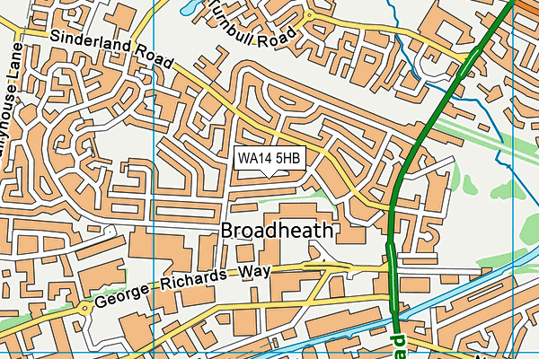 WA14 5HB map - OS VectorMap District (Ordnance Survey) WA14 5HB map - OS VectorMap District (Ordnance Survey)